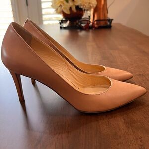 MUSETTE ELEGANT NUDE LEATHER PUMPS 3" HEEL SIZE EU 38 US 7.5 OFFICE CAREER WORK